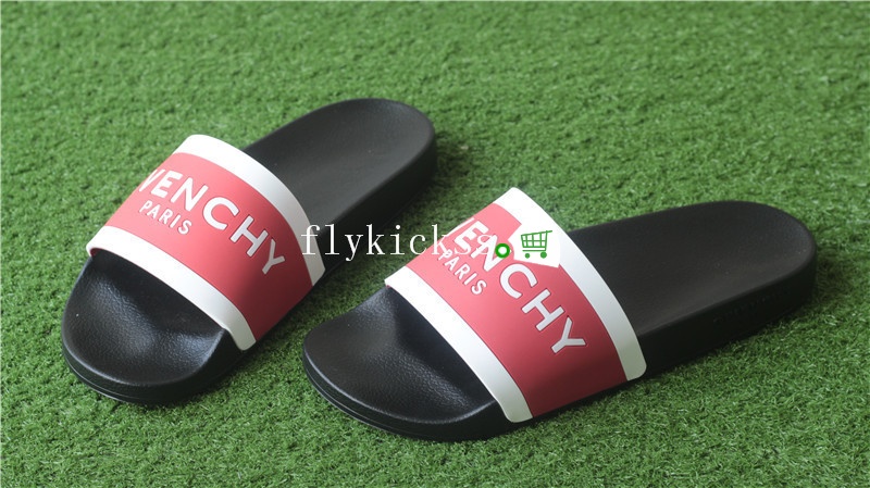 Givenchy Logo Rubber Slides Red Black